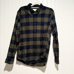 Abercrombie Fitch Soft AF Plaid Flannel Shirt Navy Blue Green Mens Medium